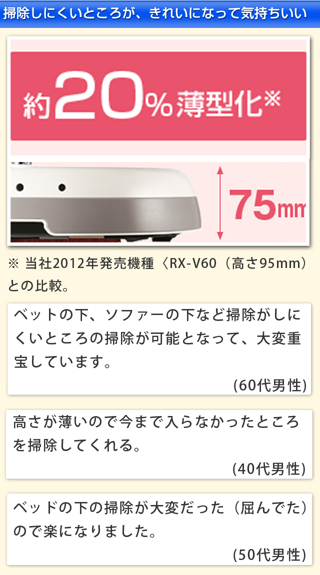 時間に余裕ができた掃除すにくいところがきれいになって気持ちいい